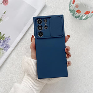 Liquid Silicone Soft Case For Samsung Galaxy A Series With Sliding Camera Cover