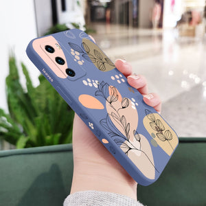 Liquid Silicone Abstract Plants Phone Case For Huawei P Series