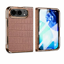 טען תמונה למציג הגלריה, iPhone Duo Fold Case — Crocodile Leather Magnetic Cover - Pink