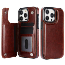 טען תמונה למציג הגלריה, Premium Wallet Flip Leather Case for iPhone – Card Holder, Kickstand &amp; Magnetic Closure