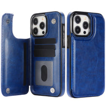 טען תמונה למציג הגלריה, Premium Wallet Flip Leather Case for iPhone – Card Holder, Kickstand &amp; Magnetic Closure