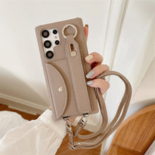 Load image into Gallery viewer, Leather Phone Case For Samsung Galaxy With Crossbody Strap
