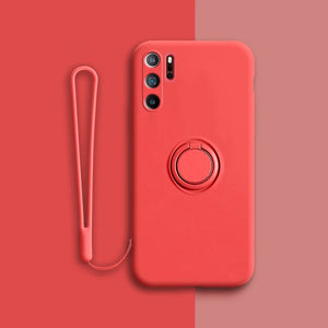 Luxury Magnetic Silicone Case For Huawei With Ring Holder