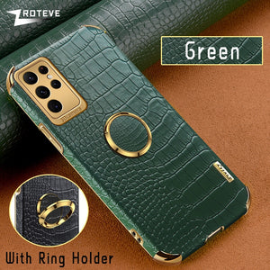 Crocodile Pattern Leather Case For Samsung Galaxy Note With Ring Holder Kickstand
