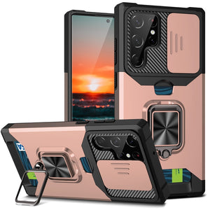 Shockproof Armor Case For Samsung Galaxy A Series With Kickstand, Card Solt And Camera Protection Cover