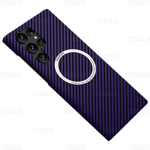Carbon Fiber Texture Matte MagSafe Magnetic Ultra Slim Case For Samsung Galaxy