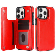 טען תמונה למציג הגלריה, Premium Wallet Flip Leather Case for iPhone – Card Holder, Kickstand &amp; Magnetic Closure