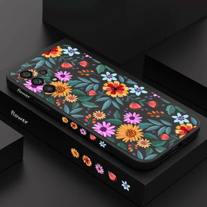 Floral Liquid Silicone Case For Samsung Galaxy