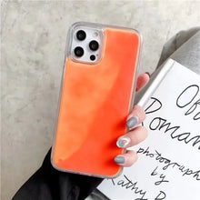 Load image into Gallery viewer, Neon Glow Luminous Quicksand iPhone Case