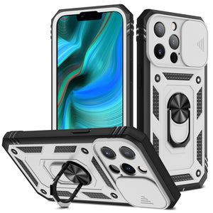 Heavy-Duty Shockproof Case For iPhone With Kickstand And Camera Cover