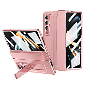 Plating Kickstand Leather Case With 360° Protection For Samsung Galaxy Z Fold