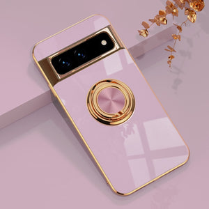 Shockproof Luxury Silicone Plating Case For Google Pixel With Ring Holder