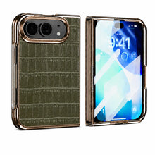 טען תמונה למציג הגלריה, iPhone Duo Fold Case — Crocodile Leather Magnetic Cover - Green