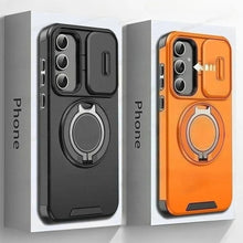 טען תמונה למציג הגלריה, Armor Magnetic Kickstand Case for Samsung Galaxy Series – Sliding Camera Cover &amp; Ring Holder Protection