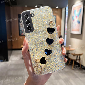 Luxury Soft Love Heart Bracelet Phone Case For Samsung Galaxy