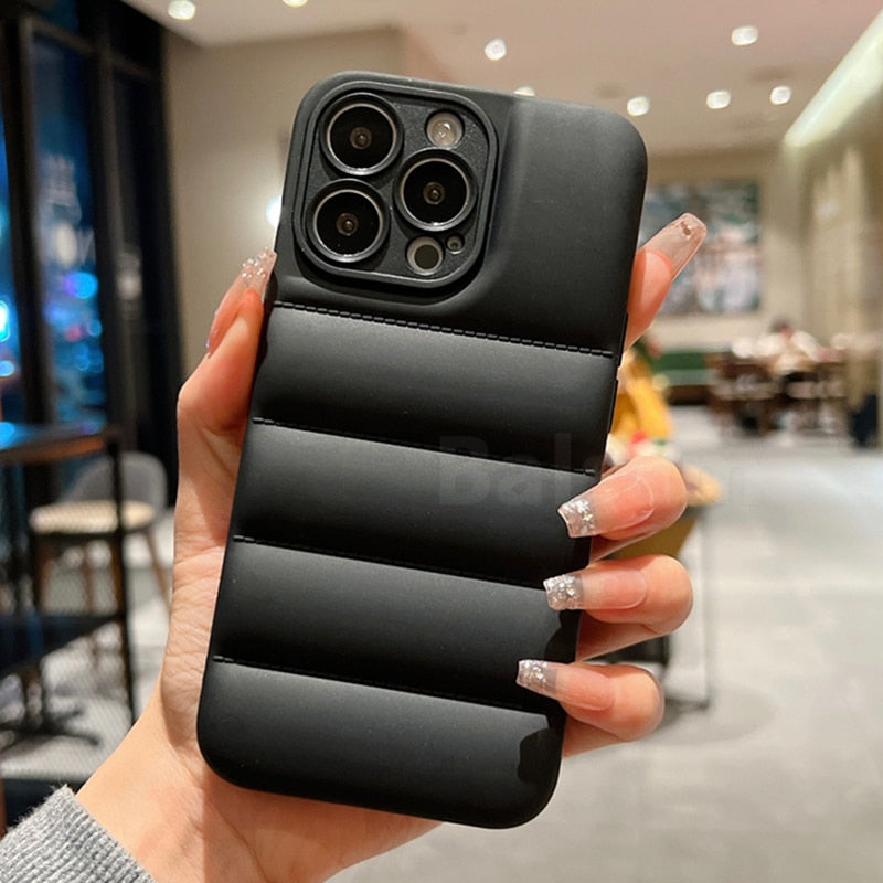 Shockproof Soft Silicone Down Jacket Case For iPhone