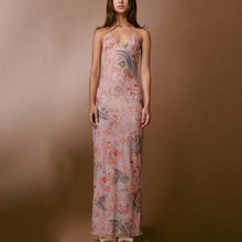 Load image into Gallery viewer, Floral Print Spaghetti Straps Halter Dress