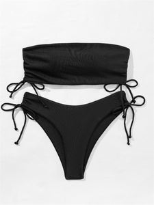 Summer Beach Tube Bikini Swimsuit With Drawstring