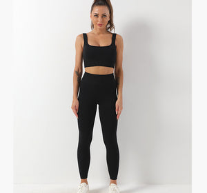 2-Piece Seamless Bra And Butt Lifting High Waist Leggings Yoga Suit Set
