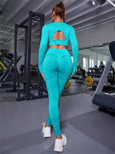 Load image into Gallery viewer, 2-Piece Sports Suit With Long Sleeve Top And Butt Lifting High Waist Seamless Fitness Legging