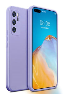 Luxury Square Liquid Silicone Soft Phone Case For Huawei P Series