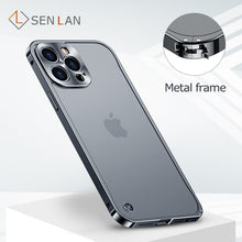 Load image into Gallery viewer, Aviation Aluminum Metal Frame Case For iPhone With Frosted Translucent Back Cover