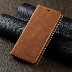 Luxury Shockproof Magnetic Leather Flip Case For iPhone With Wallet Card Slots And Kick Stand