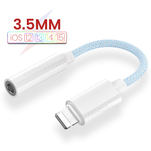 3.5mm AUX Lightning Cable Adapter Nylon Connector For iPhone