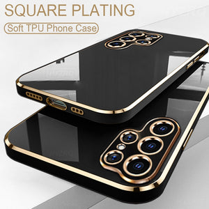 Luxury Shockproof Square Plating Soft Silicone Case For Samsung Galaxy