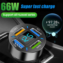 Load image into Gallery viewer, Fast Charging 4-USB Port Car Charger Adapter With LED Display