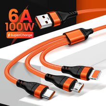 Load image into Gallery viewer, 3 in 1 Cable With Micro USB, Type-C And Lightning Cable