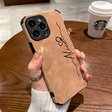 Load image into Gallery viewer, Personalised Custom Name Luxury Shockproof Matte Leather iPhone Case
